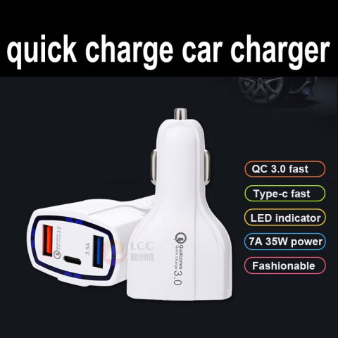 Type C car charger quick charge 3.0 car charger 3.5a qc3.0